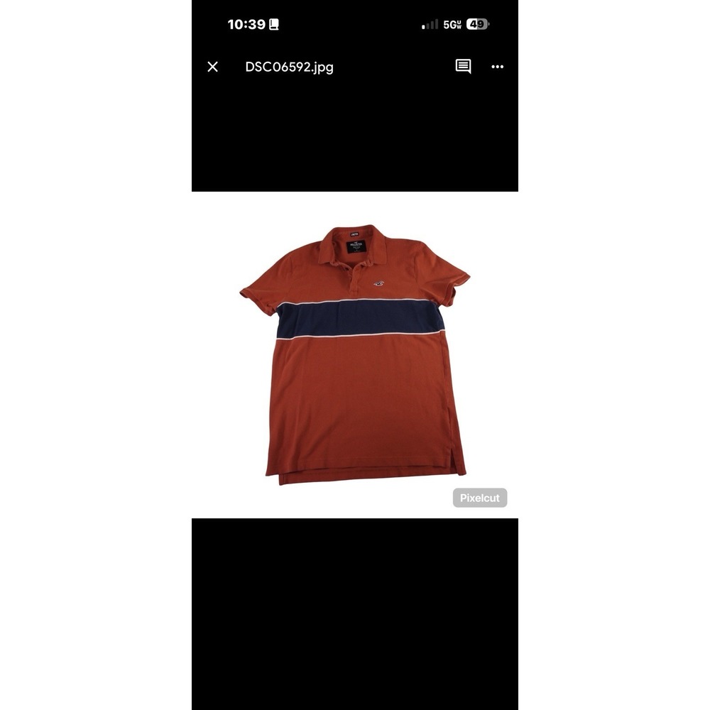 Hollister Epic Flex Polo Shirt Men's Large Red Blue Stretch Short Sleeve